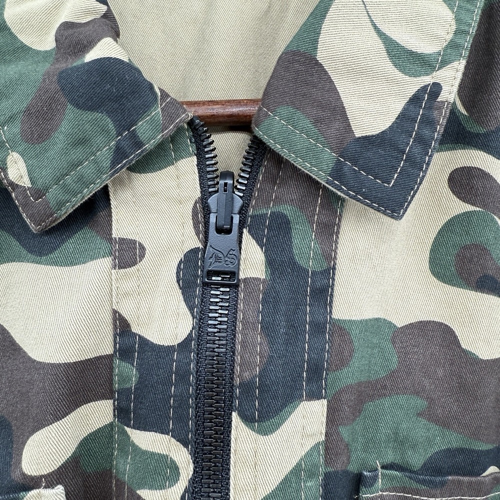 Dogg Supply By Snoop Dogg Button Down Shirt Men Size M Camouflage Reversible Tan - Picture 4 of 11